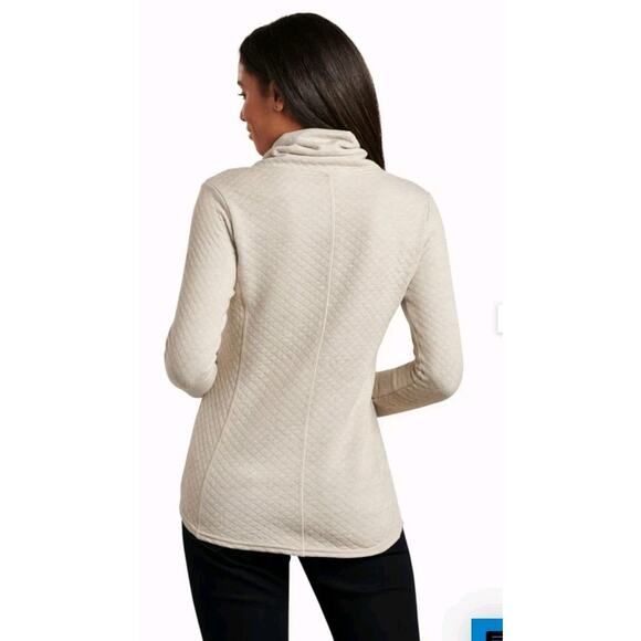 Kuhl Mock Neck Women's XL Sweater ATHENA Merino Wool Blend Ivory Outdoor Hiking - Picture 3 of 11